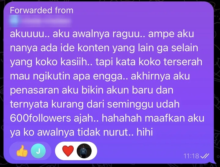 Testimoni member kelas R.: Kurang dari seminggu, 600 followers