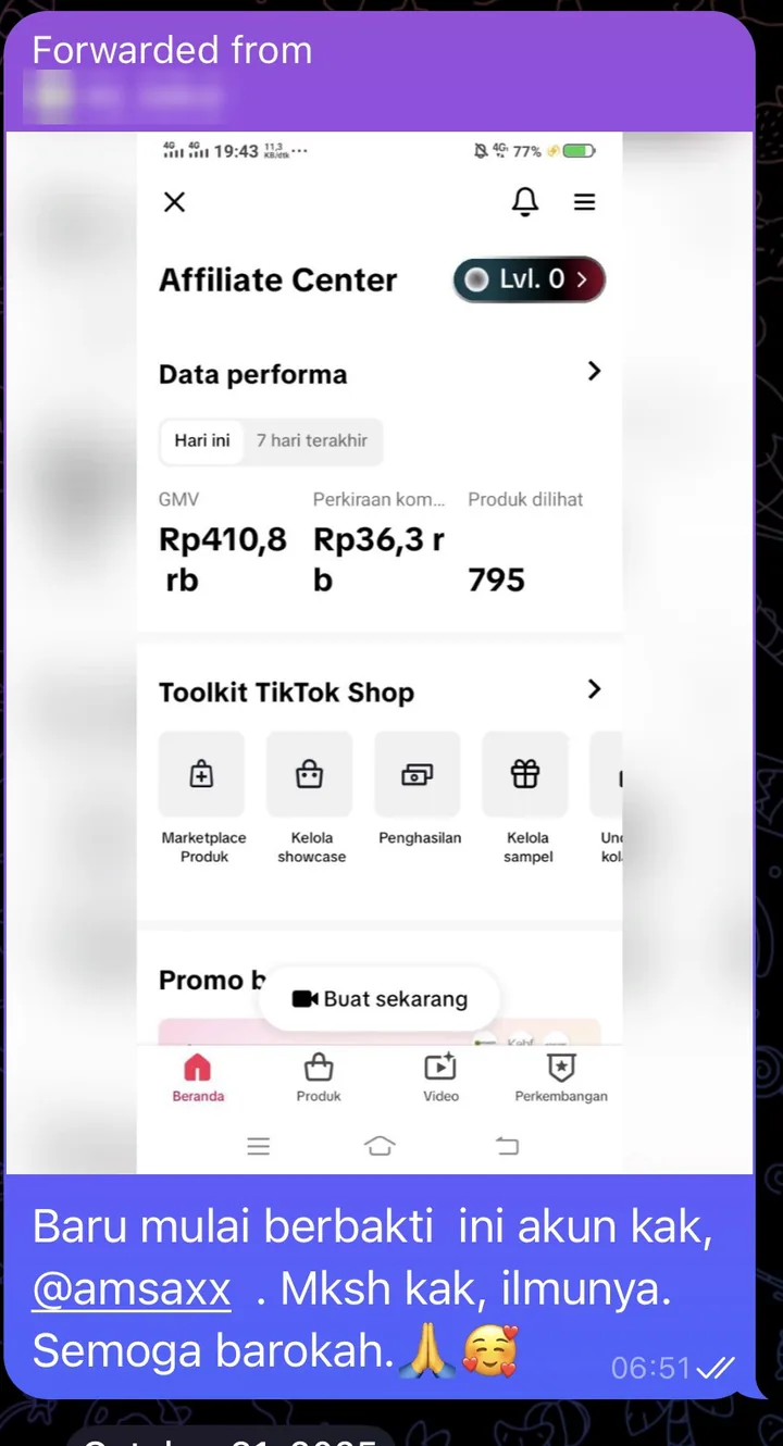 Testimoni member kelas A.: Akun baru mulai jalan