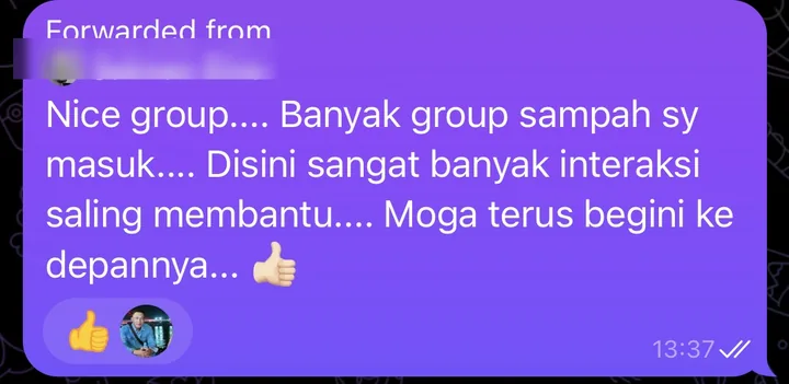 Testimoni member kelas S.R.: Soal isi grupnya