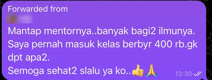 Testimoni member kelas H.: Bandingin sama kelas lain
