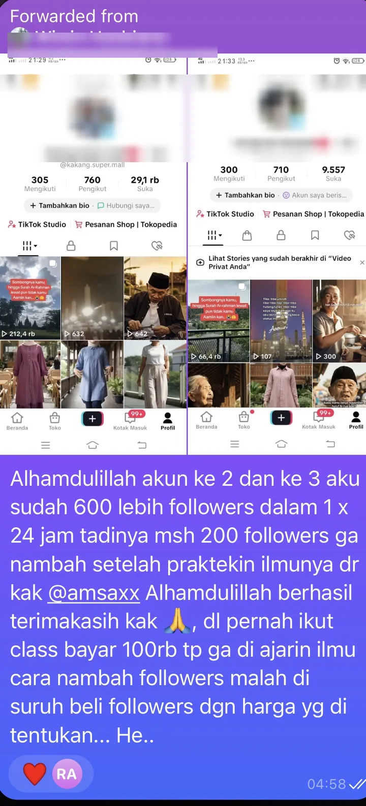 Testimoni member kelas W.: Followers naik ke 700-an