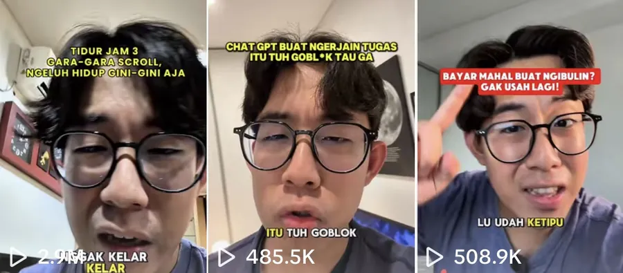 Screenshot akun TikTok Amos dengan jumlah views tiap video, gambar 6