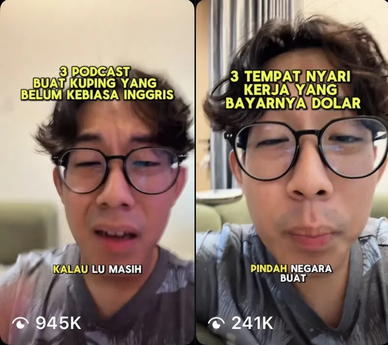 Screenshot akun TikTok Amos dengan jumlah views tiap video, gambar 15